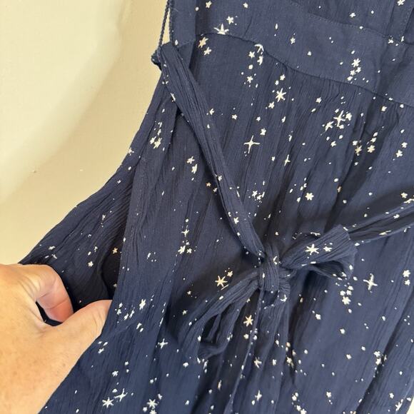 Fat Face Calla Lunar Sky Dress Women's US Size 8 Navy Blue Star Print Tie Belted - Picture 4 of 15